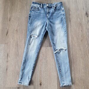 Express Distressed Skinny High Rise Jeans Light Wash Size 6